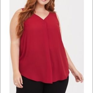 Red Pleated Georgette Tunic Tank